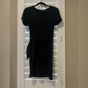 Black short sleeve wrap dress